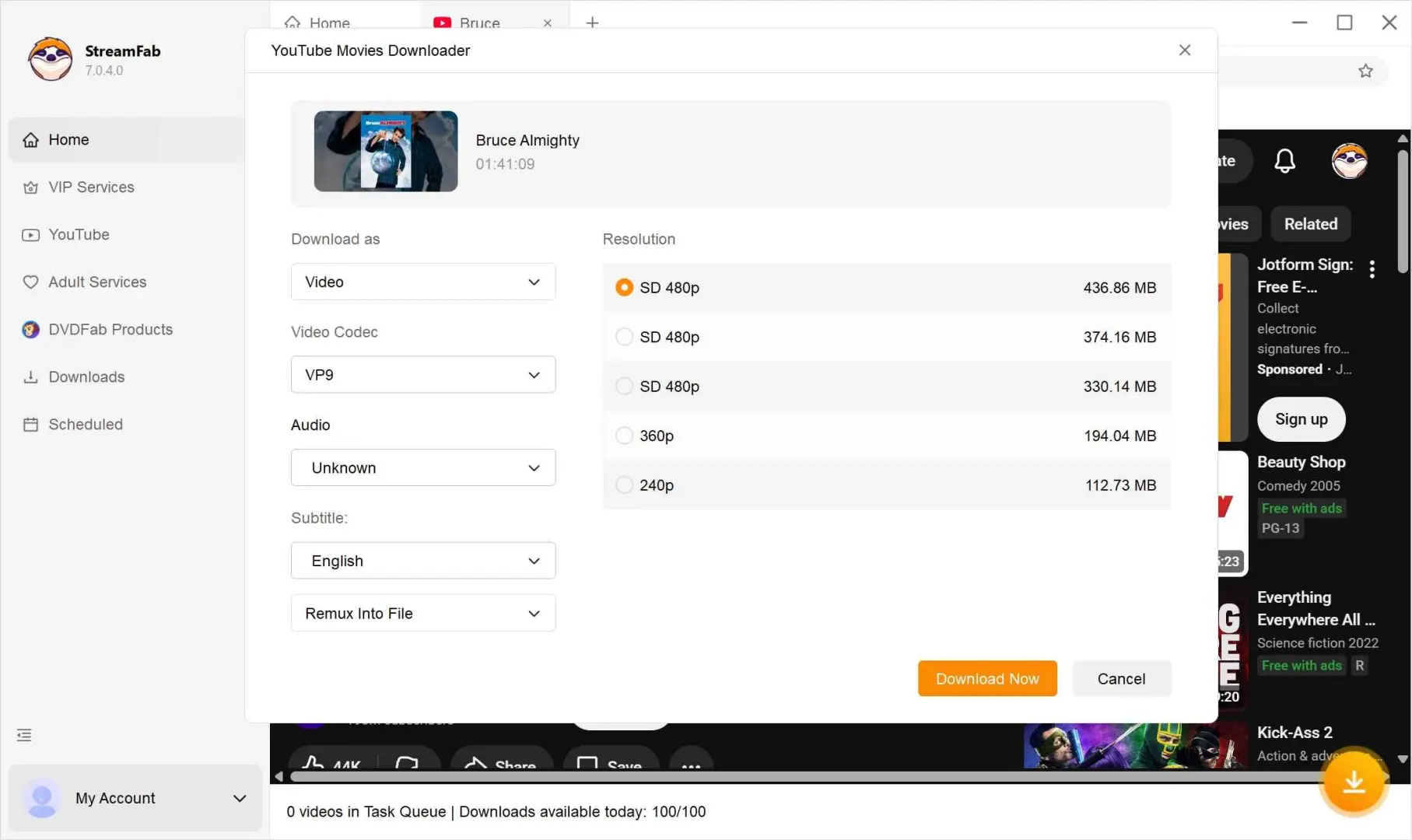 How to download YouTube movies in 1080p with StreamFab: step 4