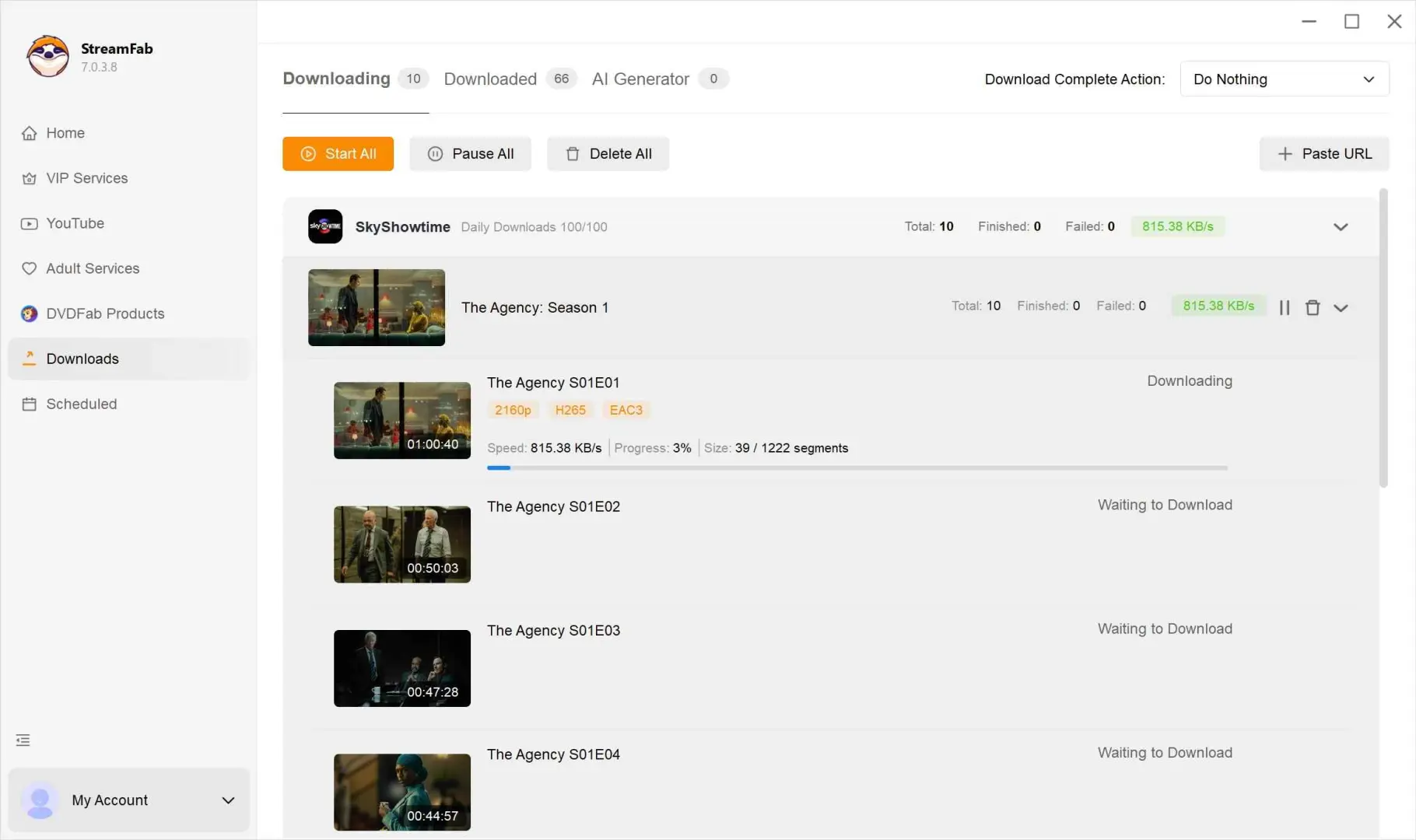 Final step of downloading a SkyShowtime series through StreamFab SkyShowtime Downloader