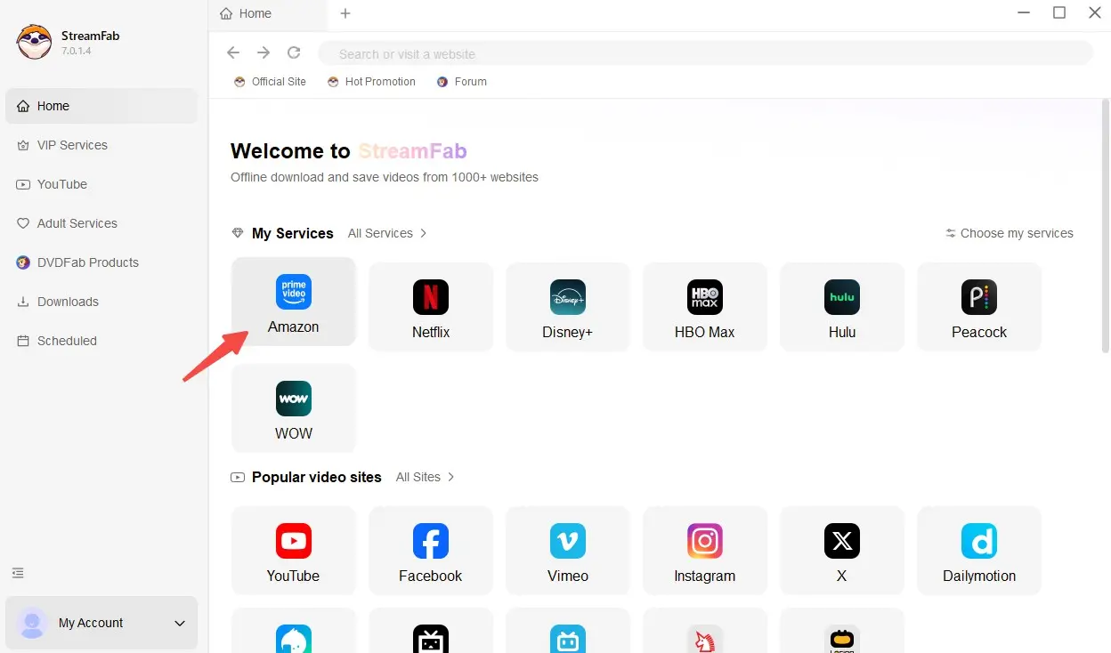 Cómo superar los límites de descarga de Amazon Prime Video mediante StreamFab: Paso 1