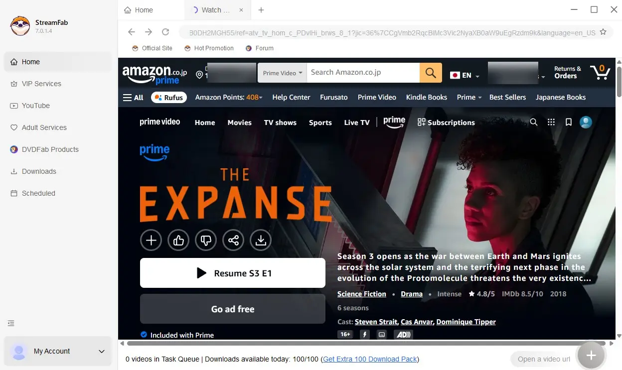 Cómo gestionar los límites de descarga de Amazon Prime Video mediante StreamFab: Paso 2