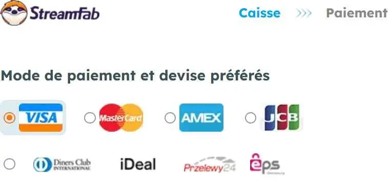 Quels modes de paiement StreamFab accepte-t-il ?