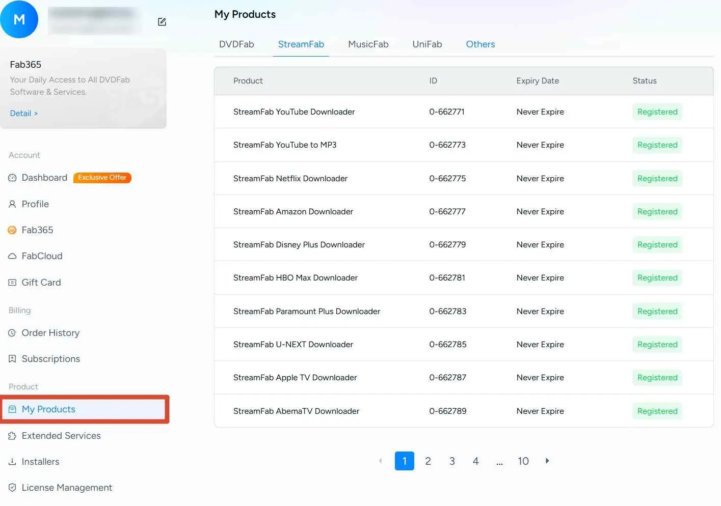 Interface de reclamation de la carte-cadeau Amazon StreamFab