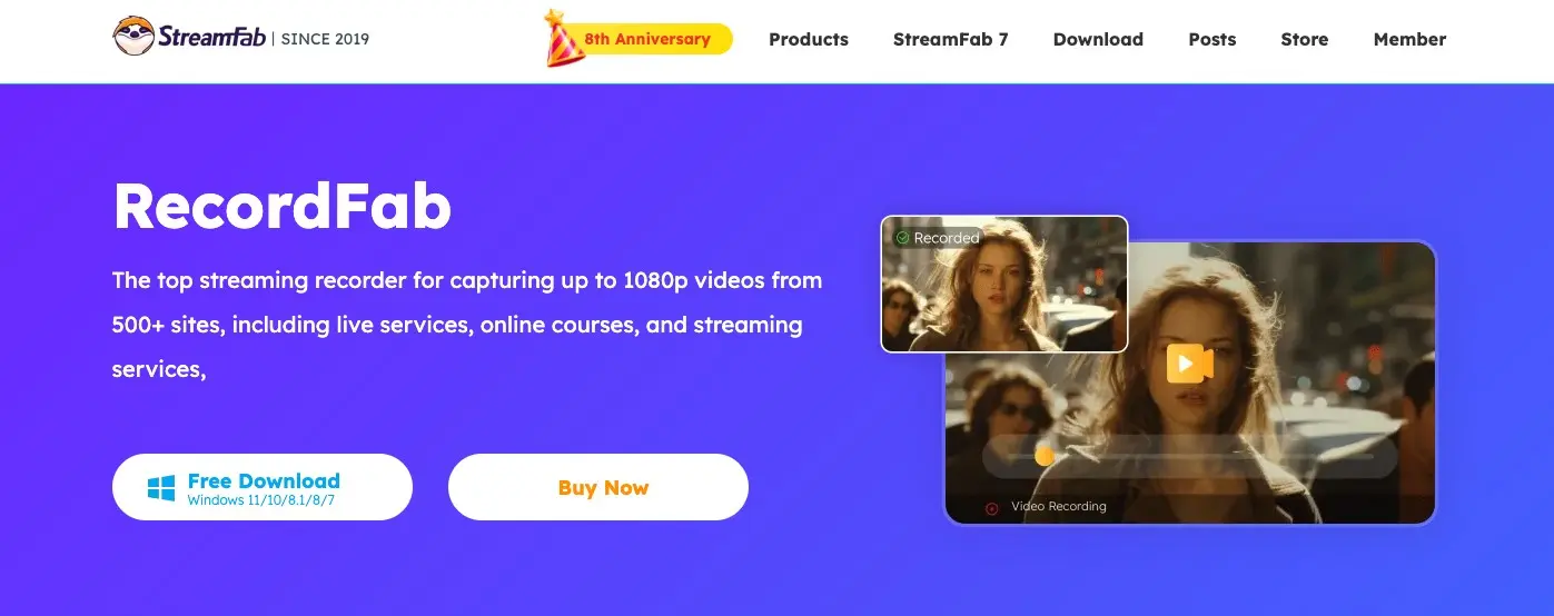 RecordFab — interface principale et boîtier produit