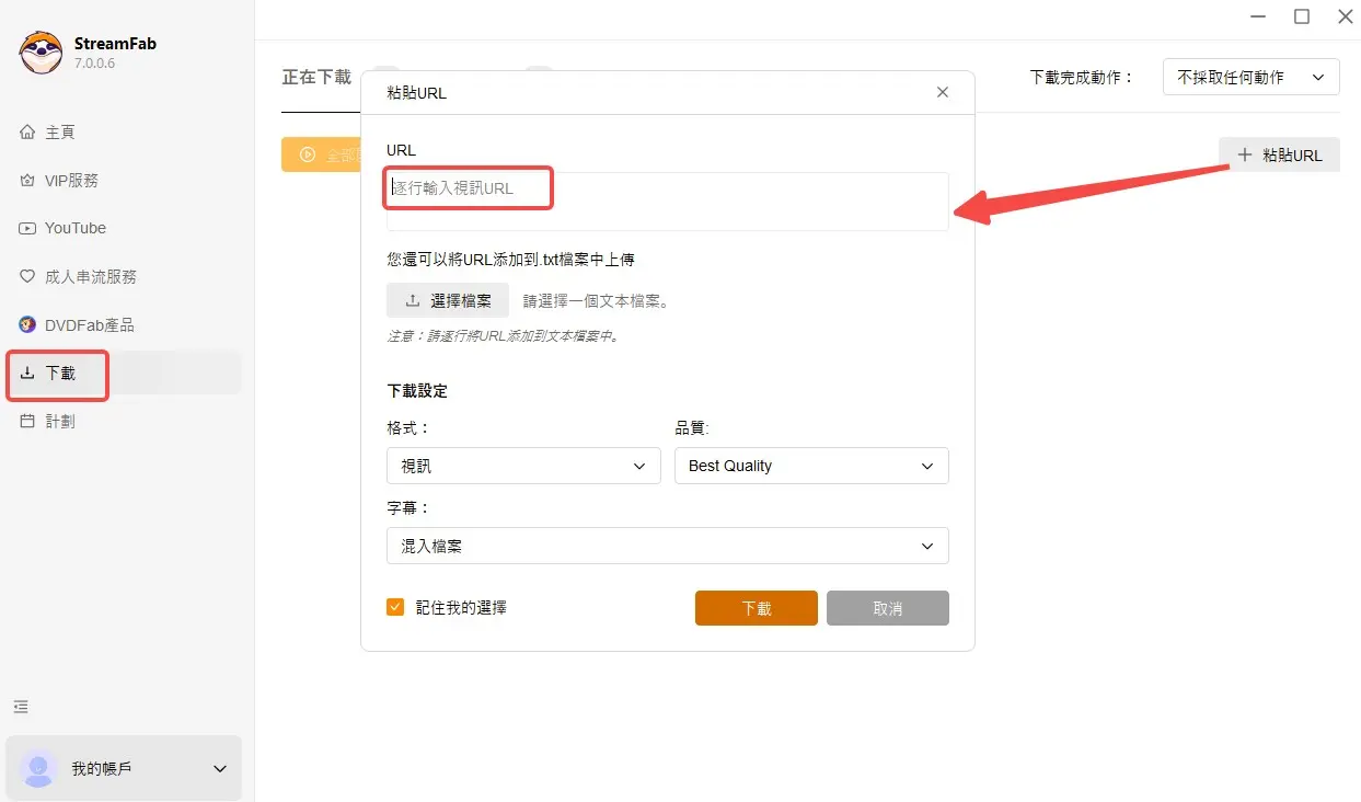 StreamFab Vimeo 網址貼上與解析功能