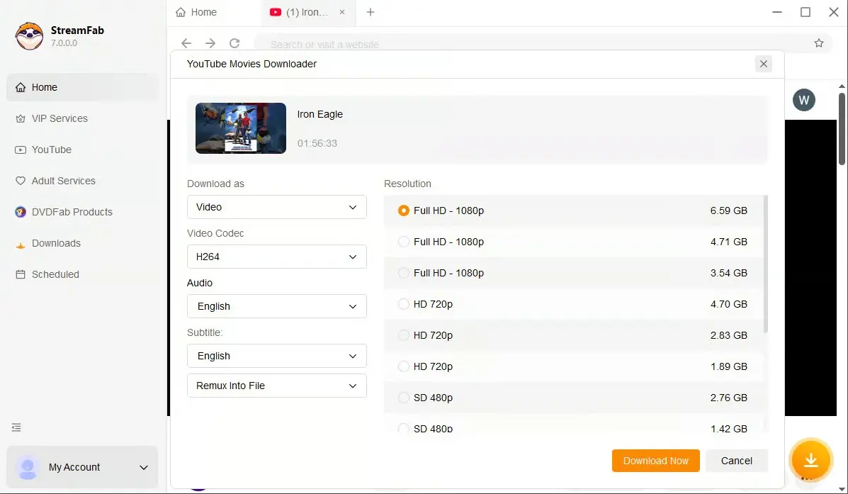 通過StreamFab下載YouTube電影
